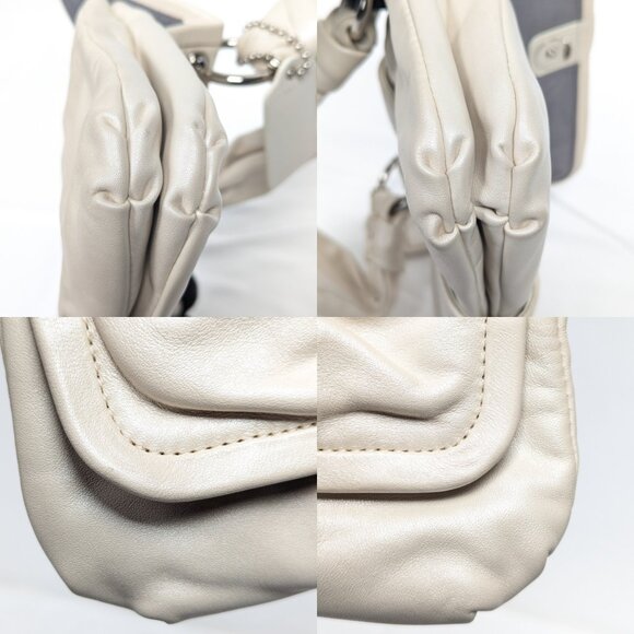 COACH Pleated Cream Leather Shoulder Bag - Picture 10 of 14
